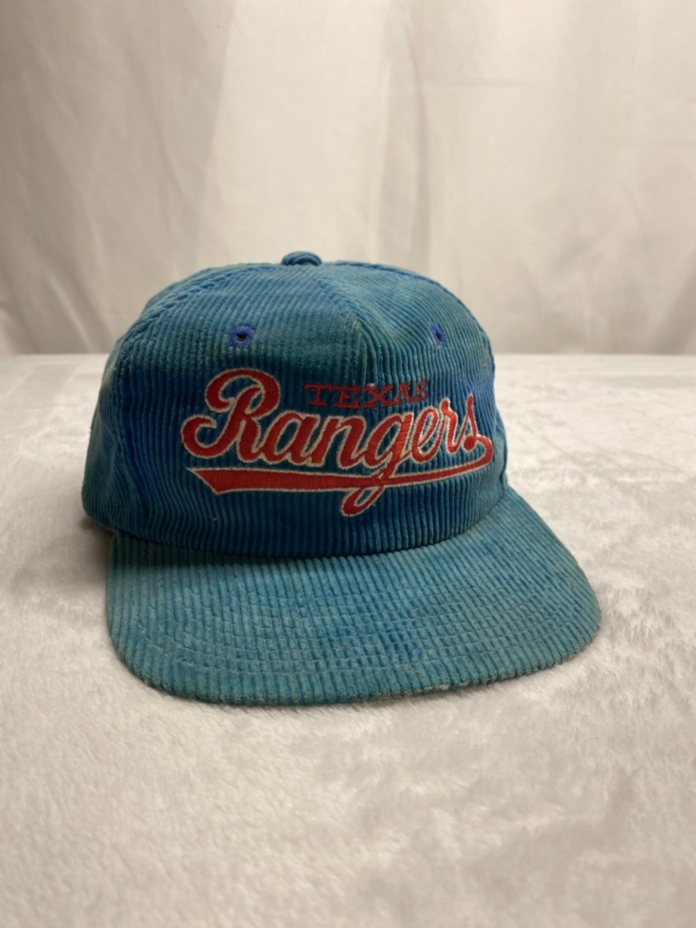 VTG 80s 90s Sports Specialties Texas Rangers Script Corduroy Snapback Hat